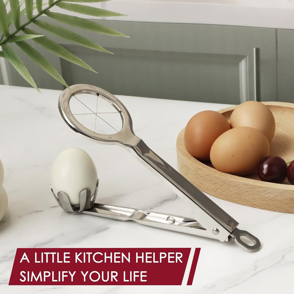 Best Utensils Stainless Steel Egg Slicer Wedger Cutter, Divides Hard Boiled Eggs Into 6 Equal Segments In One Action