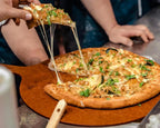 SWEIBIAI Small 13” Round Pizza Cutting Board Pizza Serving Board For Kitchen Charcuterie Board Wood Fiber