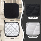 Joyhalo 6 Pack Pot Holders for Kitchen,Cotton Oven Holder with Great Heat Resistance,Non Slip Hot Pads for Kitchen Clearance,Black