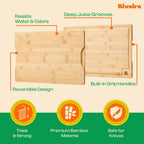 Riveira Bamboo Grandeur: 18 x 12 Bamboo Cutting Board Natural Wooden Cutting Board With Innovative Juice Grooves