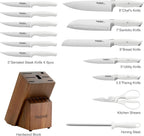 Knives Set for Kitchen, FIKSHOT 14PCS Kitchen Knife Set with Block, High Carbon Stainless Steel Full Tang Knife Sets Razor-Sharp Blade Professional Chef's Knife for Housewarming (WHITE)