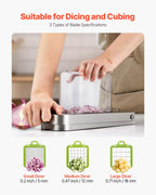 VEVOR Vegetable Chopper, Food Veggie Cutter with 3 Stainless Steel Blades, Onion Slicer with Container, Salad Potato Dicer Kitchen Gadgets & Essentials Home Appliances Tools for Easy DIY, Silver