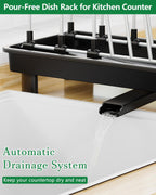 Small Dish Drying Rack, Compact Dish Rack for Kitchen Counter, Space Saving Plate Rack, Dish Strainer with Cutlery Holder, Black