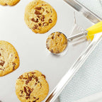 Restaurantware Met Lux 2 Ounce Portion Scoop 1 Trigger Release Cookie Scoop - With Yellow Handle Stainless Steel Disher For Portion Control Scoop Cookie Dough Cupcake Batter Or Ice Cream