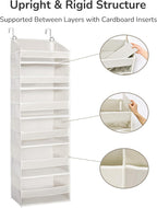ULG Over The Door Organizer with 6 Large Pockets 12 Side Pockets, 50lbs Weight Capacity Door Hanging Organizer for Bedroom, Bathroom, Pantry, Nursery Storage, Beige