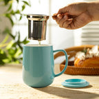 Sweese 20 OZ Porcelain Tea Mug with Infuser and Lid, Loose Leaf Tea Cup, Gifts for Tea Lover - Turquoise