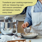 4PCS 1Cup (240ml, 8oz) Single Measuring Cup, Stainless Steel Measure Scoop, Metric and US Measurement, Dishwasher Safe