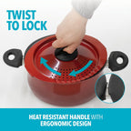 Bialetti 5.5 Quart Pasta Pot with Strainer Lid, Red – Elongated Oval Pot for Longer Spaghetti, Lasagna, Penne & Farfalle Noodles, Heat Resistant Handles & Nonstick Interior, Large Pot for Cooking