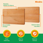 Riveira Cherry Wood Cutting Board – Gourmet Black Cherry Grandeur: 15 x 10 Wooden Cutting Board – Wooden Cutting Boards For Kitchen Decorative – Innovative Juice Grooves Cherry Wooden Chopping Board