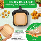 Air Fryer Disposable Paper Liners - 150Pcs 8In Square Parchment Paper Non-Stick Airfryer Basket Liners for Steamer Microwave Oven, Deep Fryer Parts & Accessories