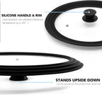 Anaeat Universal Pot Lid Replacement Knobs - Heat Resistant Silicone Pan Lid Holding Handles, Soft Non-Slip Knob for Kitchen Cookware Lid & Cover (2 Pack Black)