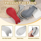 uxcell 1 Set Silicone Spoon Rest for Stove Top, Silicone Spoon Holder for Cooking Spatula, Ladle, Brush Light Grey/Pink