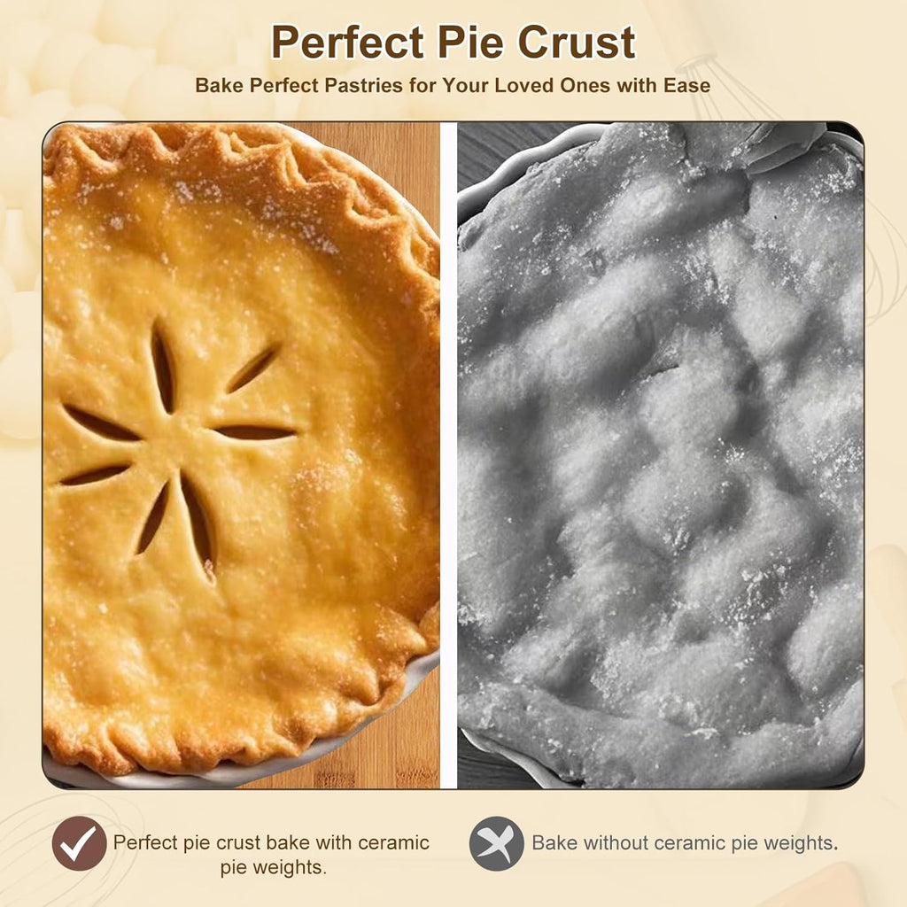 0.83LB Ceramic Pie Weights for Baking, Premium Natural Baking Beans，Reusable Ceramic Stoneware Suitable for Various Pies and Pastries