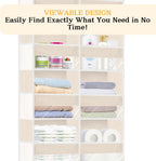 Over the Door Organizer 6 Tiers, Extra Large Behind Door Storage of 12 Compartments,80 lbs Weight Capacity Hanging Storage Organizer with Clear Window Kids Toys, Shoes, Diapers,Beige