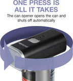 Proctor Silex Automatic Electric Can Opener, Hands Free Cordless Operation & USB Rechargeable, Self-Aligning, Cut Smooth Touch Lid Edges, Compact and Easy to Store, Black