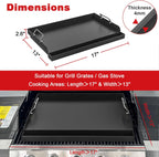 Universal Griddle 17"x13" Insert for Electric/Charcoal/Gas Grills, Nonstick Skillet Plate Teppanyaki for Party Outdoor Cooking Camping Tailgating,Carbon Steel Flat Top Griddle Plate with Grease Groove