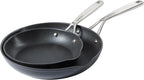 Babish 2 Piece 8 and 10 Inch Fry Pan Hard Anodized Laser Titanium Forever Non Stick Technology Durable Frying Pans Set - Black