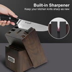 Damascus Knife Block Set,Sharp Knife Set,Ergonomic Non-slip Handle,Chef Knife Set with Built-in Sharpener,Luxury Gift for Holiday(Silver,14PCS)