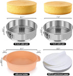 7, 9 Inch Springform Pan, Nonstick 304 Stainless Steel Cake Pans with Removable Bottom, Leakproof Springform Pan for Cheesecake with Silicone Pans Protector & 50PCS Parchment Paper, Dishwasher Safe