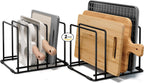 2-Pack Baking Sheet Organizer Rack – 5-Slot Bakeware & Cookie Tray Holder for Kitchen Cabinet or Countertop, Compact Stainless Steel Cutting Board Rack with Rust-Resistant Frame & Anti-Slip Feet