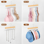 TOPIA HANGER 2 in 1 Belt Tie Hanger for Closet Max 30 Belts with 30 Ties Capacity, 20 Hooks Belt Tie Racks Wooden Hanger for Closet Organizer Storage Space Saving “U” Fit Belt and “一” Fit Tie - CT47N