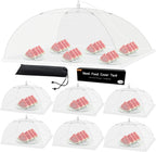 Mesh Food Covers for Outdoors - 7 Pack Upgraded 1 Extra Large 40x24 in & 6 Large 17x17 in Outdoor Party Food Cover Tent Collapsible Picnic Nets Umbrella Screen Pop Up Food Dome for Outside (White)