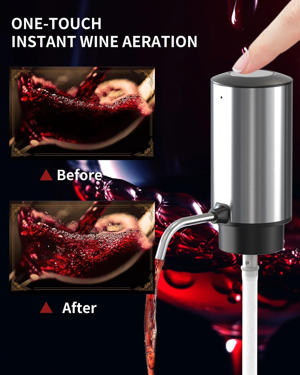 CIRCLE JOY 6-in-1 Electric Wine Opener Set Rechargeable Stainless Steel Wine Opener Gift Set with Foil Cutter, Rechargeable & Manual Wine Aerator Pourers, Vacuum Wine Stopper and Storage Base, Silver