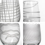 Rolf Glass Symmetry Stemless Wine Glass| 17oz Stemless Tumblers | Proudly Made in the USA | Lead-Free and Diamond-Wheel Engraved | Set of 4