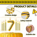 13 Pcs Construction Themed Birthday Candles Set Yellow and Black Number 7 Candle Cake Topper for Construction Party Decoration Supplies (Number 7)