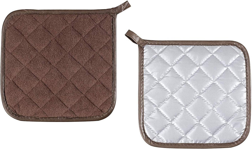 Joyhalo 4 Pack Pot Holders for Kitchen,Cotton Oven Holder with Great Heat Resistance,Non Slip Hot Pads for Kitchen Clearance,Brown