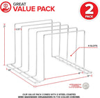 Stock Your Home Chrome (2 Pack) Steel Baking Pan Organizer Rack for Cabinet or Counter, Holder for Kitchen Cutting Boards, Pot Lids, or Cookie Sheets - Rust Proof Wire, Drying Storage