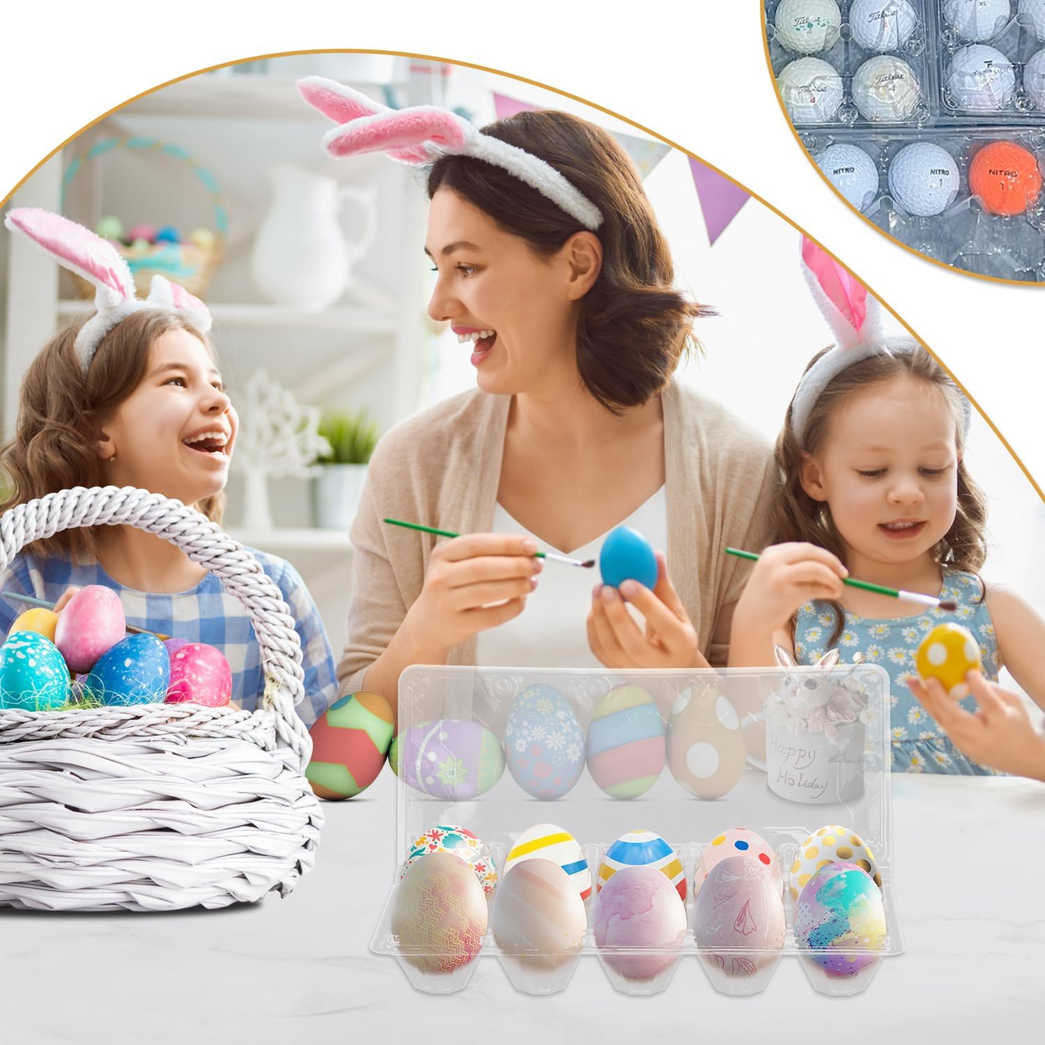 98 Pack Bulk Egg Cartons, Clear Plastic Chicken Egg Holders, Egg Tray Carton Holder for Home & Kitchen, Farm & Market Use, An Eco-Friendly Egg Storage Solution, 10 Grids(Medium Size)