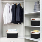 Storage Bins Large Fabric Storage Baskets for Shelves 3 Pack, Decorative Linen Closet Baskets with Handles for Organizing, Shelf, Clothes, Home, Office, 15x11x9.5Inches (Black&White)