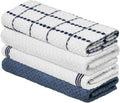 Artoid Mode Ring Spun Cotton Blue Kitchen Dish Towels, 15x25 Inch Ultra Soft Absorbent Quick Drying Household Cleaning Tea Towels Bar Towels Set of 4