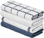 Artoid Mode Ring Spun Cotton Blue Kitchen Dish Towels, 15x25 Inch Ultra Soft Absorbent Quick Drying Household Cleaning Tea Towels Bar Towels Set of 4
