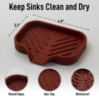 Zulay Kitchen Small Silicone Sponge Holder (4.9x3.3”) – Space-Saving Sink Organizer Tray for Sponge, Soap, Brush & More – Compact Non-Slip Dish for Kitchen & Bathroom (Canyon Rose)