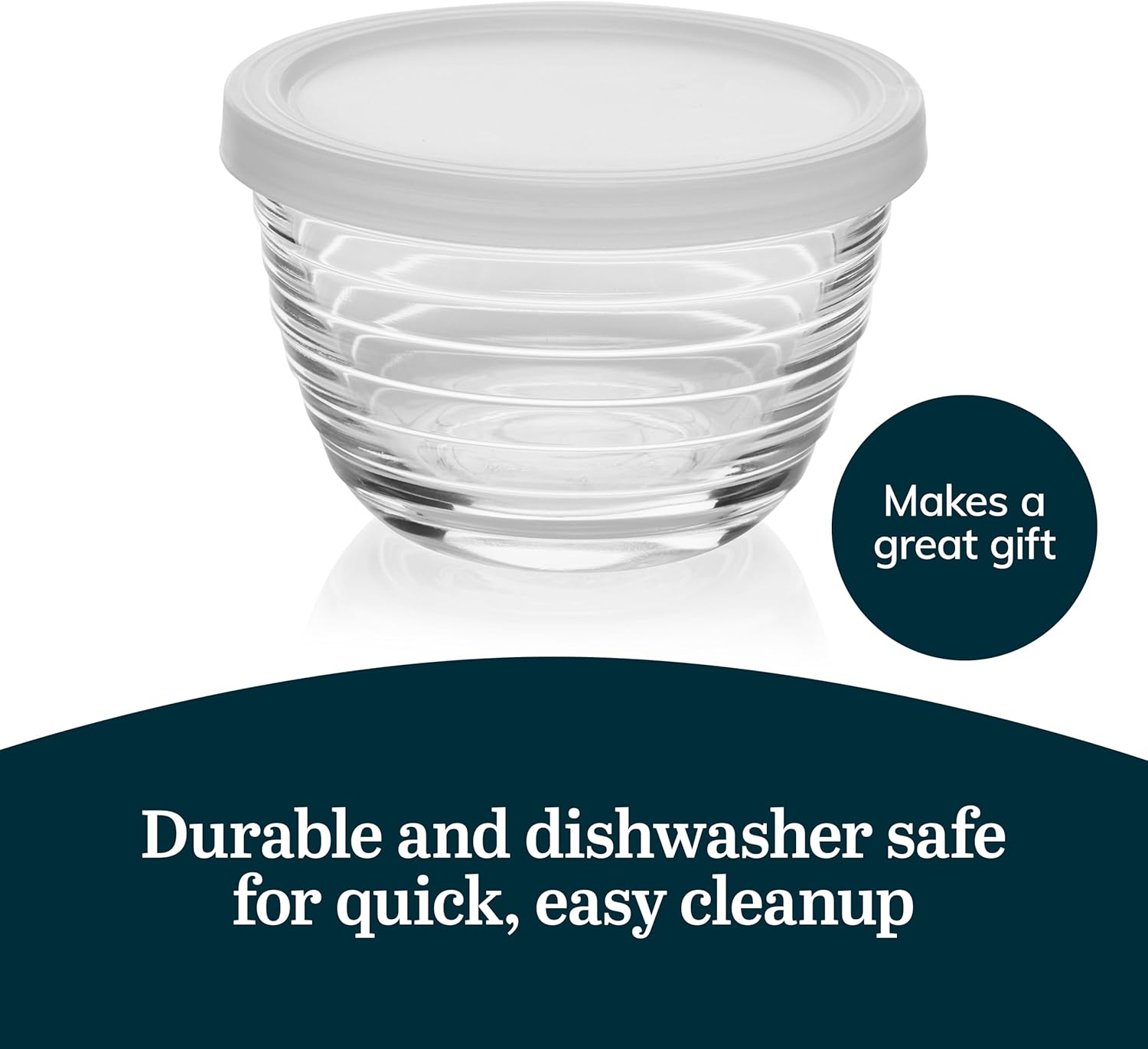 Libbey Small Glass Bowls, Glass Containers with Lids Set of 8 to Keep Leftovers Fresh, Meal Prepping and More, Dishwasher Safe Bowl Set