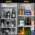 4 Pack Skinny Can Organizer for Refrigerator, Stackable Tall Skinny Soda Pop Can Holder Dispenser with Lid for Fridge Pantry Rack Freezer, Clear Plastic Storage Bins-Holds 12 Slim Cans Each