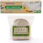 100% Compostable Sandwich Zip Bag | ECO-Friendly Food Storage Bags | Freezer Bag | Plant-Based BPA-free | Seal well for Fruit,Food and Snack (1, Medium)