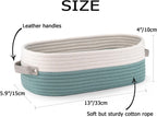 Cotton Rope Woven Toilet Paper Baskets for Organizing Decorative for Boho Decor Small Storage Gift 13"x5.9"x4" Mint Green