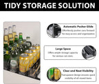 Upgraded Drink Organizer for Fridge – Adjustable Width Soda Can Organizer with Automatic Glide, Space-Saving Refrigerator Can Dispenser Holds Up to 25 Cans – Drink Holder for Fridge (5 Rows, Black)