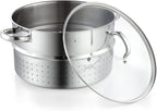 Cooks Standard Canning Juice Steamer Extractor Fruit Vegetables for Making Jelly, Sauces, 11-Quart Stainless Steel Multipot with Glass Lid, Clamp, 2-Pcs Hose