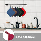 Joyhalo 4 Pack Pot Holders for Kitchen,Cotton Oven Holder with Great Heat Resistance,Non Slip Hot Pads for Kitchen Clearance,Dark Red