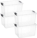 Superio Clear Storage Boxes with Lids, 26.5 Quart Plastic Container Bins for Organizing, Stackable Crates, BPA Free, Non Toxic, Odor Free, Organizers for Home, Office and Dorm, 4 Pack