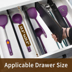 Utoplike Bamboo Drawer Dividers Large, 4'' High Adjustable Kitchen Drawers Organizers for Clothing, Spring Loaded, Works in Bathroom, Dresser, Desk, 4 PCS, Black