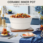 MAGNIFIQUE 5 Quart Programmable Slow Cooker with Auto Warm Setting, Glazed Ceramic Liner, Kitchen Small Appliance for Family Dinners, White