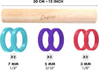 Chefclub Kids Adjustable Wooden Rolling Pin - 3 Removable Silicone Rings - Perfect for Baking & Pastry, Pizza, Pie, Cookie Dough - Precision Baking Tool for Kids