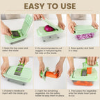 Vegetable Chopper with 8 Blades - Onion Chopper 16-in-1 with Container, Kitchen Vegetable Spiralizer Kitchen Gadgets - Home Essentials - Accessories