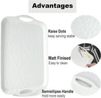 Extra Large Serving Tray with Handles, 20x13 inch, Set of 2 Melamine Platters for Serving Food, Turkey, Cookie, Rectangular Trays for Eating, Raised Dots Matt Finished, Dishwasher Safe, White
