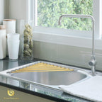 Snailhouse Small Triangle Roll Up Dish Drying Rack, Stainless Steel Kitchen Foldable Sink Caddy Organizer Sponge Holder for Sink Corner, Gold